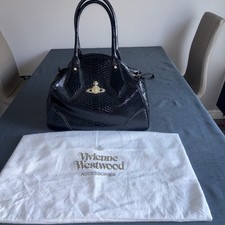 Vivienne Westwood ANGLOMANIA Logo Hand Bag Orb Yasmine Hand Bag leather Blac...