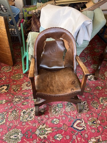 Antique early 20thc leather - early,