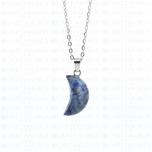 Crescent moon necklace lapis - crescent,