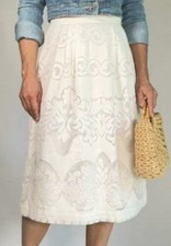 J CREW WHITE LACE PLEADED FULL