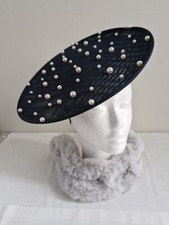 Navy And Pearl Fascinator