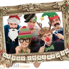 Festive Christmas Photo Booth Large Picture Frame & 22 Props Funny Party Fun