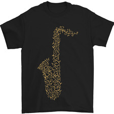 A Saxophone Musical Instruments Brass Band Mens T-Shirt 100% Cotton