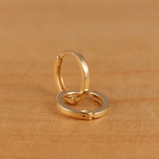 Genuine 9ct Yellow Gold Plain 12mm Huggie Hoop Earrings a Pair or Single Boxed