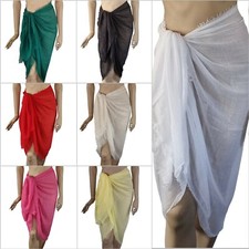 Beach Sarong Crinkle Soft-Feel Frayed Edge Cover-Up Skirt Wrap