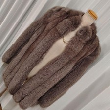 Blue Fox Fur Coat Soft Fluffy Lining Elegant M
