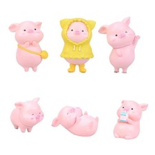 Playful Pig Figurine Decoration Resin Piggy Statue Collection Miniatures Decor