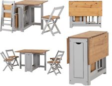 Butterfly Dining Set Grey- Santos Extending Waxed Pine Dining Table and 4 Chairs