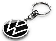 NEW GENUINE VOLKSWAGEN LARGE BLACK ENAMEL KEYRING 37mm 000087010BQ