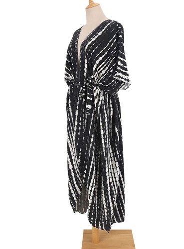 Black white kimono - black, boho