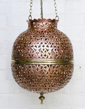 Ceiling Light Large Vintage Moroccan Copper Lampshade Reticulated 1970's