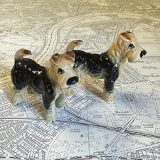 Vintage Dog Figures Ornaments Airedale Terrier Dog 3 2pcs China