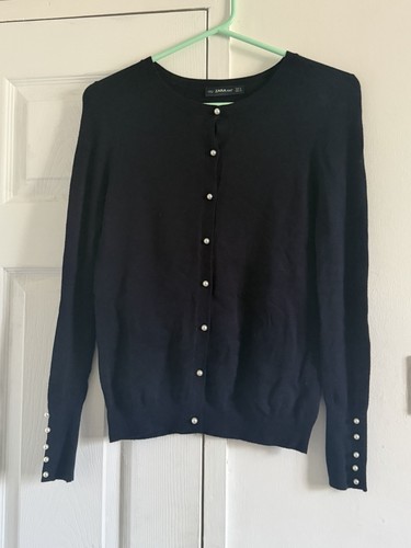 Zara knit navy pearl button - , up