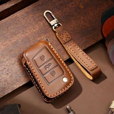 Real Genuine Leather Key Cover Key Fob Bag Case L for Volkswagen VW Golf Lavida