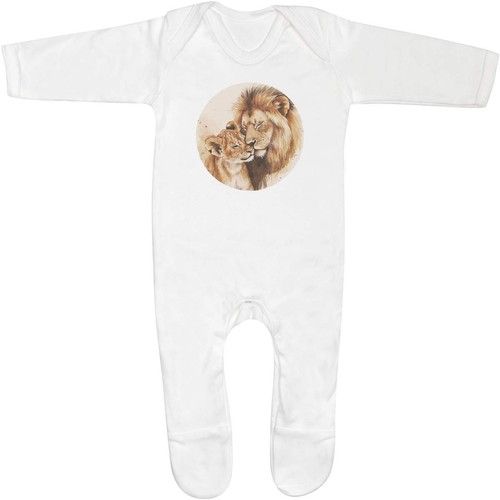 Father lion with - with, cub'
