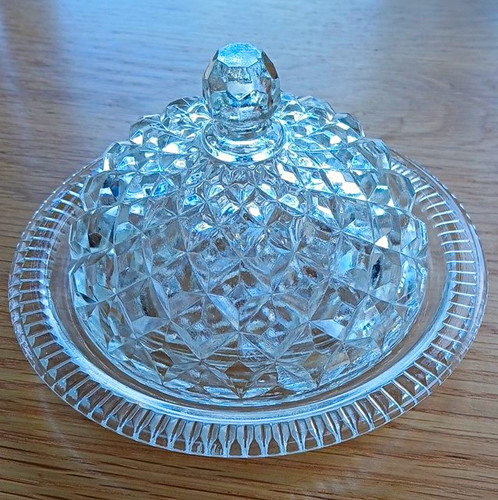 Glass covered butter dish - dish, with