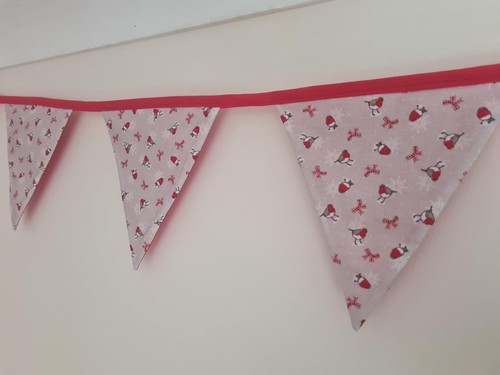 Handmade fabric robin bunting