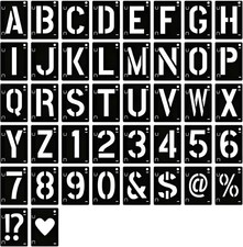 2 Inch Letter Stencils and Number Stencils, 42 PCS Reusable Alphabet Plastic Ste