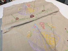 A Pair Of Vintage Chair Back Covers With Hand Embroidered Crinoline Ladies