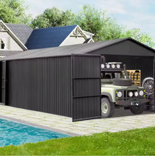 366x762cm Outdoor Heavy Duty Metal Garage Shed Lockable Double Hinged Doors