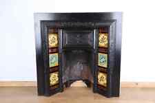 RESTORED ANTIQUE VICTORIAN CAST IRON TILED FIREPLACE/FIRE SURROUND INSERT
