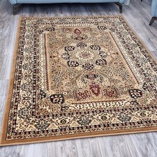Beige Oriental Rug Thick Soft