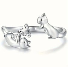 Cute Cat Holding Heart Ring