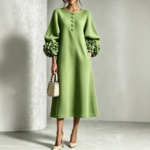 Women loose waffle midi - loose,