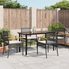 Garden Dining Set Black PE