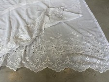 Large Vintage Lace Curtain Panel Fabric White Floral ~190cm x 3m