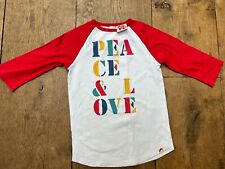Tootsa MacGinty White Red Unisex 3/4 Sleeve Top peace & love motif  6-8 Years