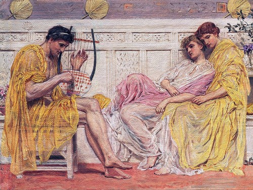 Girls women harp - music, a