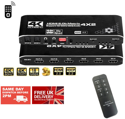 Hdmi matrix switch 4x2 - matrix, 4k