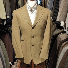 Vintage Mens 40R Teviotex Mustard Check Harris Style Tweed Suit Jacket Blazer V 