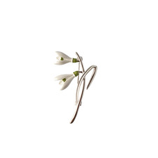 Silver Finish Snowdrop White Flower Brooch