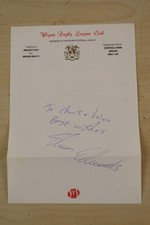 1990's Wigan Rugby Club Letterhead Shaun Edwards Autograph Inscribed No COA VGC
