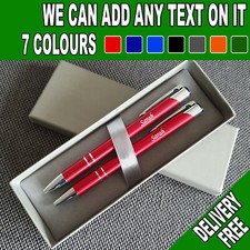 Personalised pen + pencil set TOP QUALITY engraved gift box Christmas Birthday