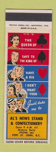 Matchbook cover s news - -, al's