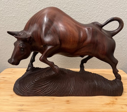 Hand carved rosewood bull - hand-carved,