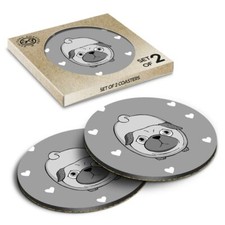 2 x Boxed Round Coasters - BW