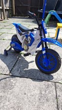 HOMCOM 12V Kids Electric Motorbike Ride-On Motorcycle w/ Training Wheels - Blue