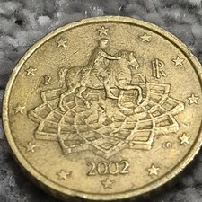 2002 Italian Euro Cent Coin Featuring Marcus Aurelus On Horse Back Rare