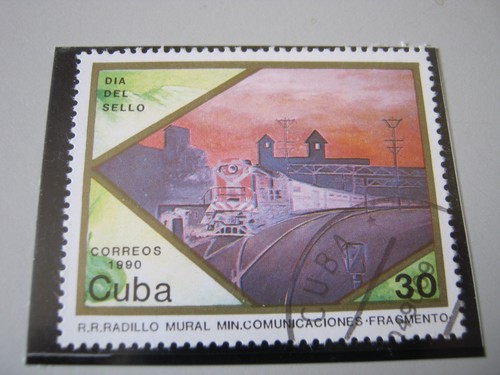 Mail train stamp used - stamp,