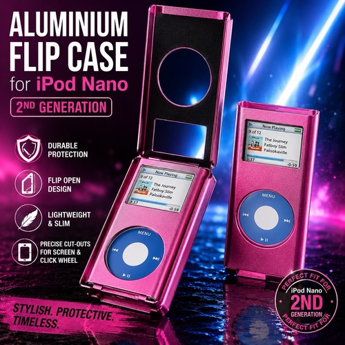 Pink aluminium flip case - aluminium,