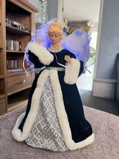 fiber optic Color Changing Angel christmas tree topper vintage Battery Operated