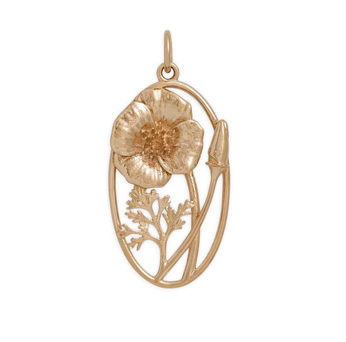 Bronze california poppy charm - bronze,