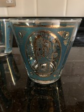 Vintage Green & Gold Drinking Glasses - Set of 4 - Very Good Condition