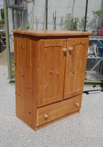 Pine door tallboy shelved - 2,