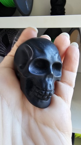 Black obsidian skull crystal - black,