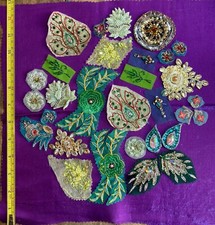 30 Sari/Saree Embellishment Pack Recycled Fabric Hand Cut For Crafting